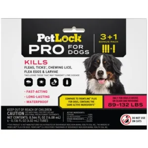 PetLock Pro Flea, Ticks & Chewing Lice Topical Prevention for Dogs (89