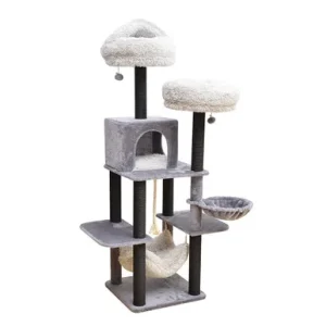 PetPals Bradbury 7 Level Jet Black & Silver Grey Cat Tree