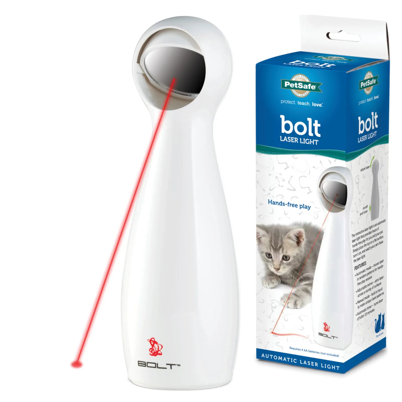 PetSafe Bolt Automatic, Interactive Laser Cat Toy - Adjustable Laser with Random Patterns