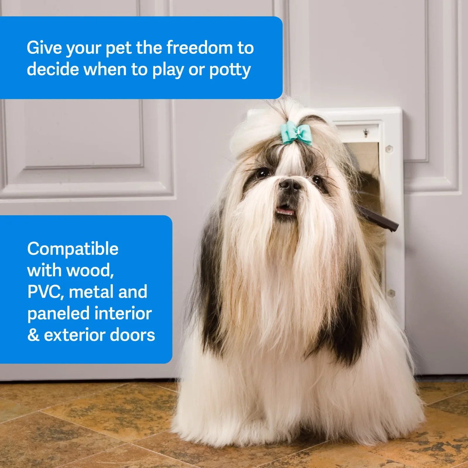 PetSafe Freedom Aluminum Pet Door for Dogs and Cats, Small, White, Tinted Vinyl Flap - Image 2