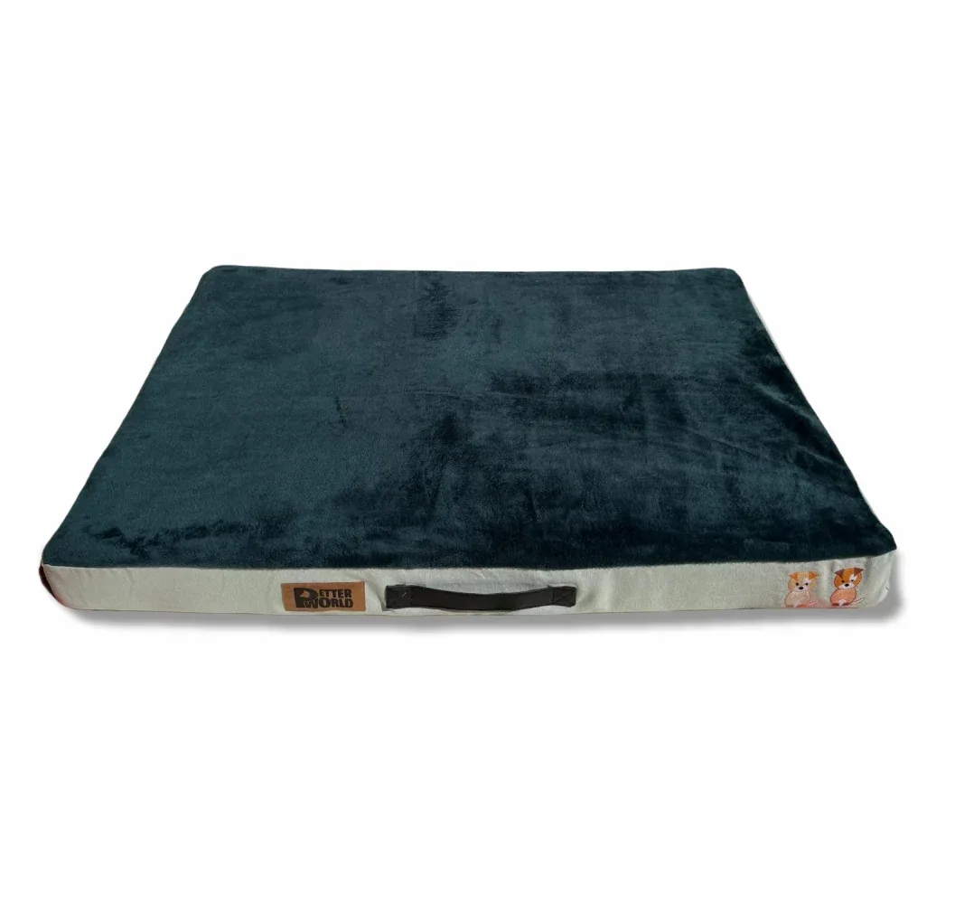 Petter World Orthopedic Memory Foam Bed With Large Sleep Surface for Dogs (Bottle Green)