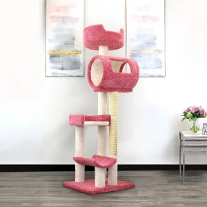 Pink Cat Tree | Solid Wood Cat Tower