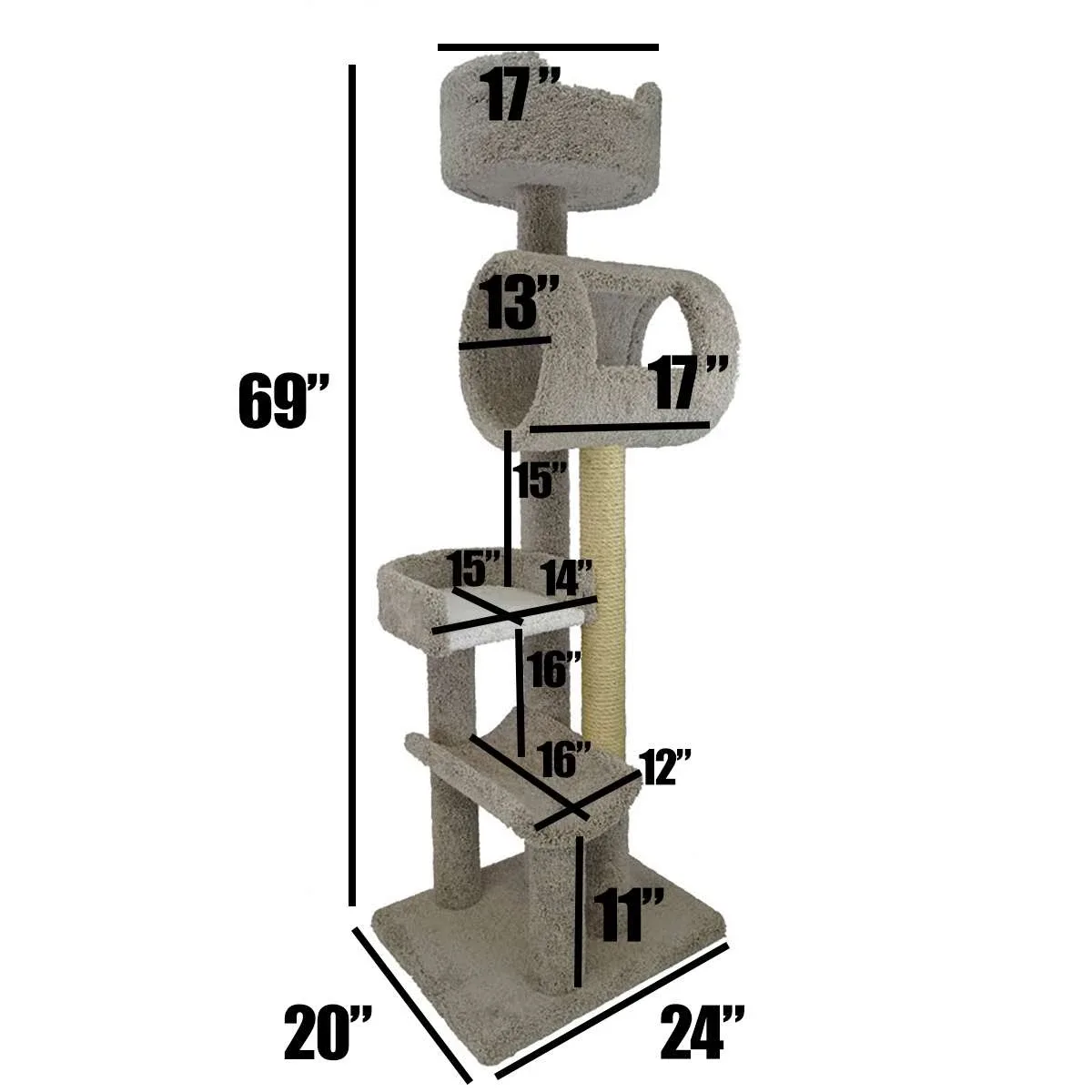 Pink Cat Tree | Solid Wood Cat Tower - Image 2