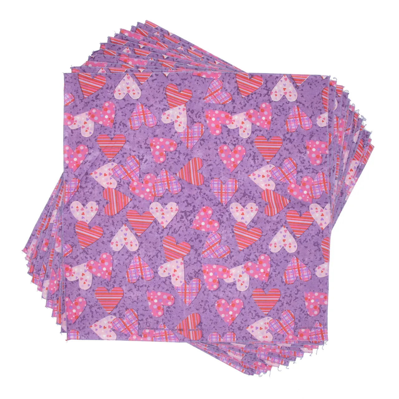 Plaid and Polka Dot Hearts Dog Bandana, 22 inch, 12 Pack