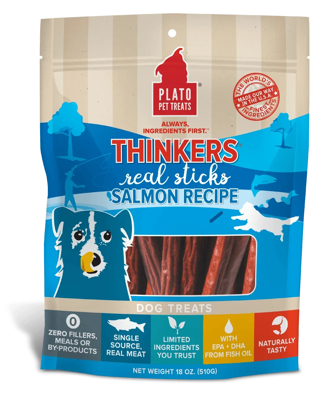 Plato Thinkers Salmon Dog Treat 18oz {L+1x} 595094