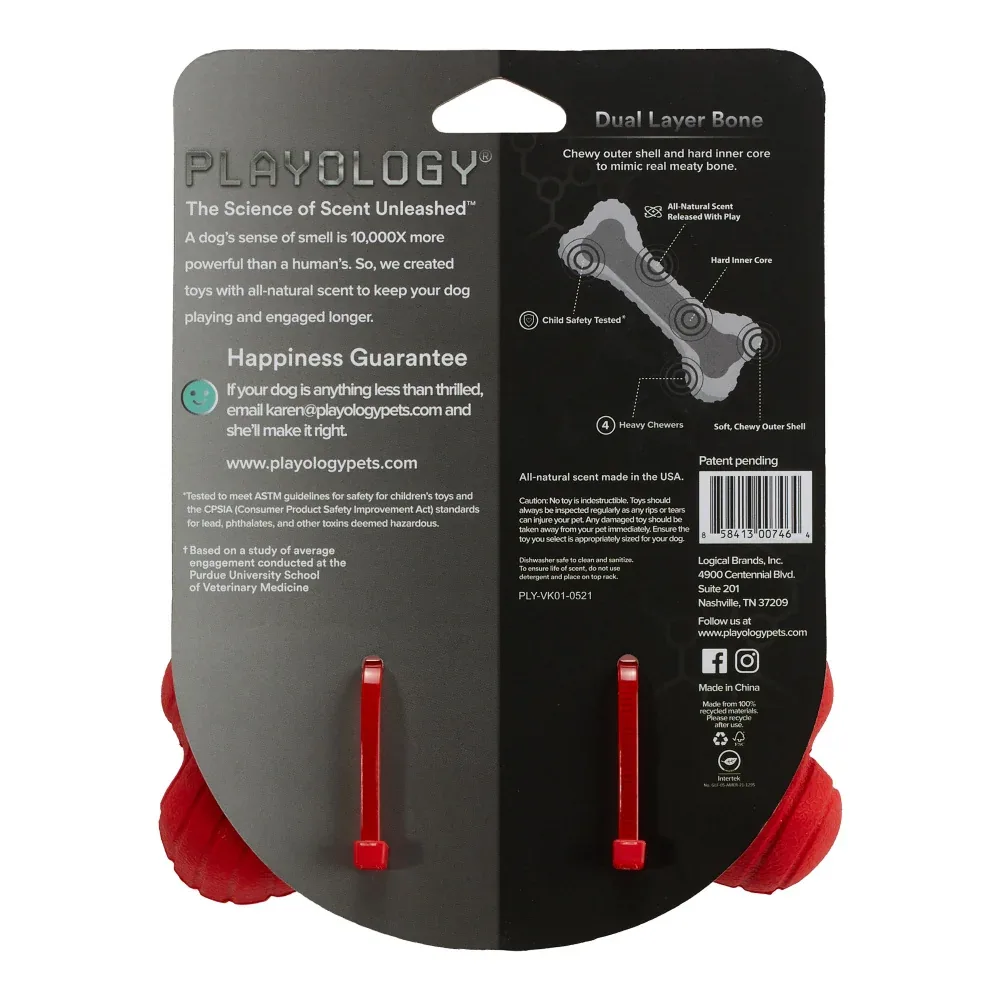 Playology Dual Layer Bone Beef Scented Dog Toy - Image 2