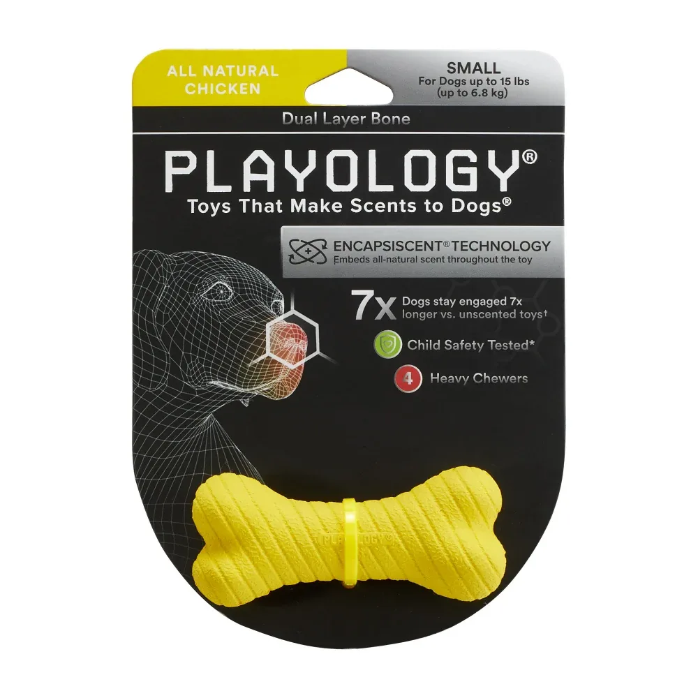 Playology Dual Layer Bone Chicken Scented Dog Toy - Image 2