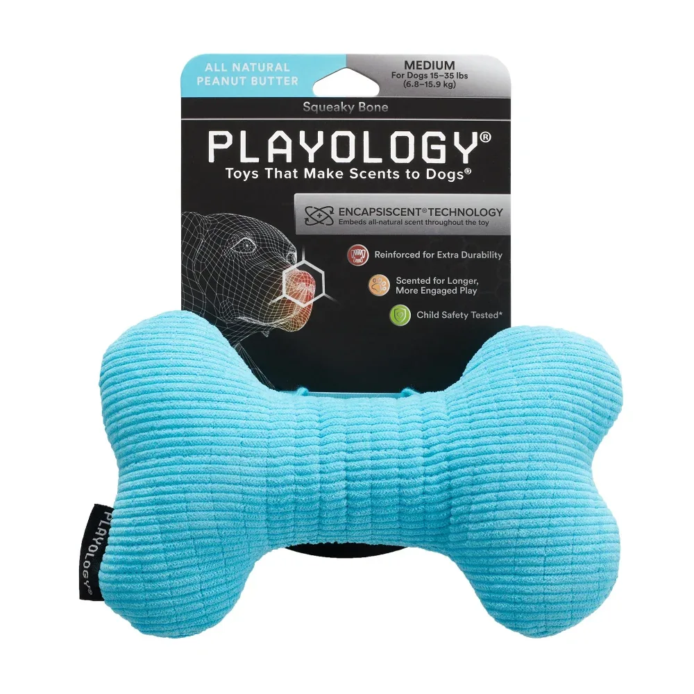 Playology Plush Bone Peanut Butter Scented Dog Toy - Image 2