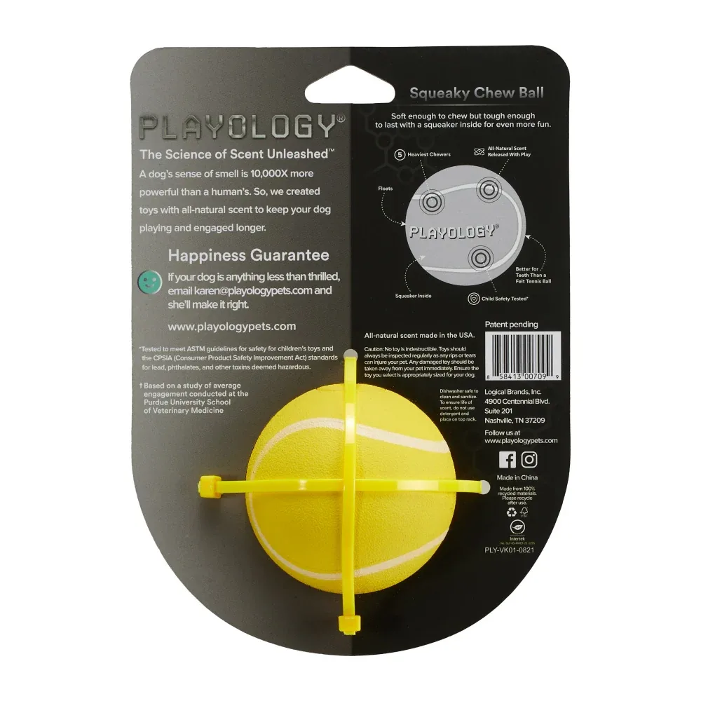 Playology Squeaky Chew Ball Chicken Scented Dog Toy - Image 2