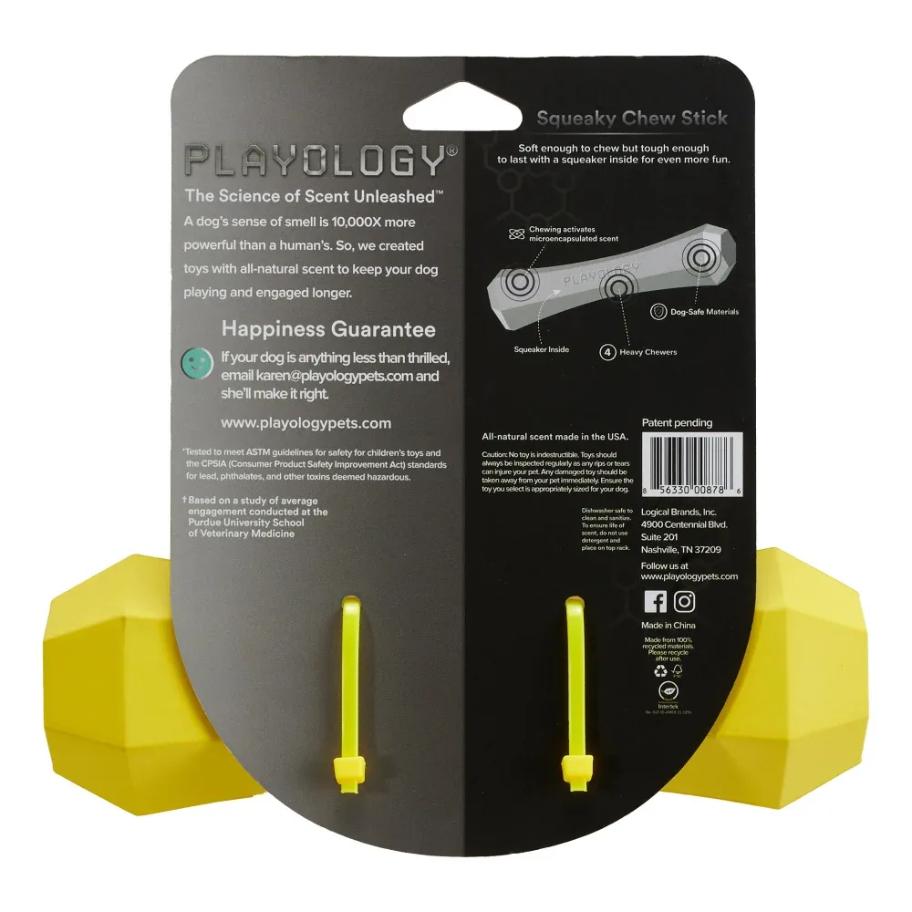 Playology Squeaky Chew Stick Chicken Scented Dog Toy - Image 2