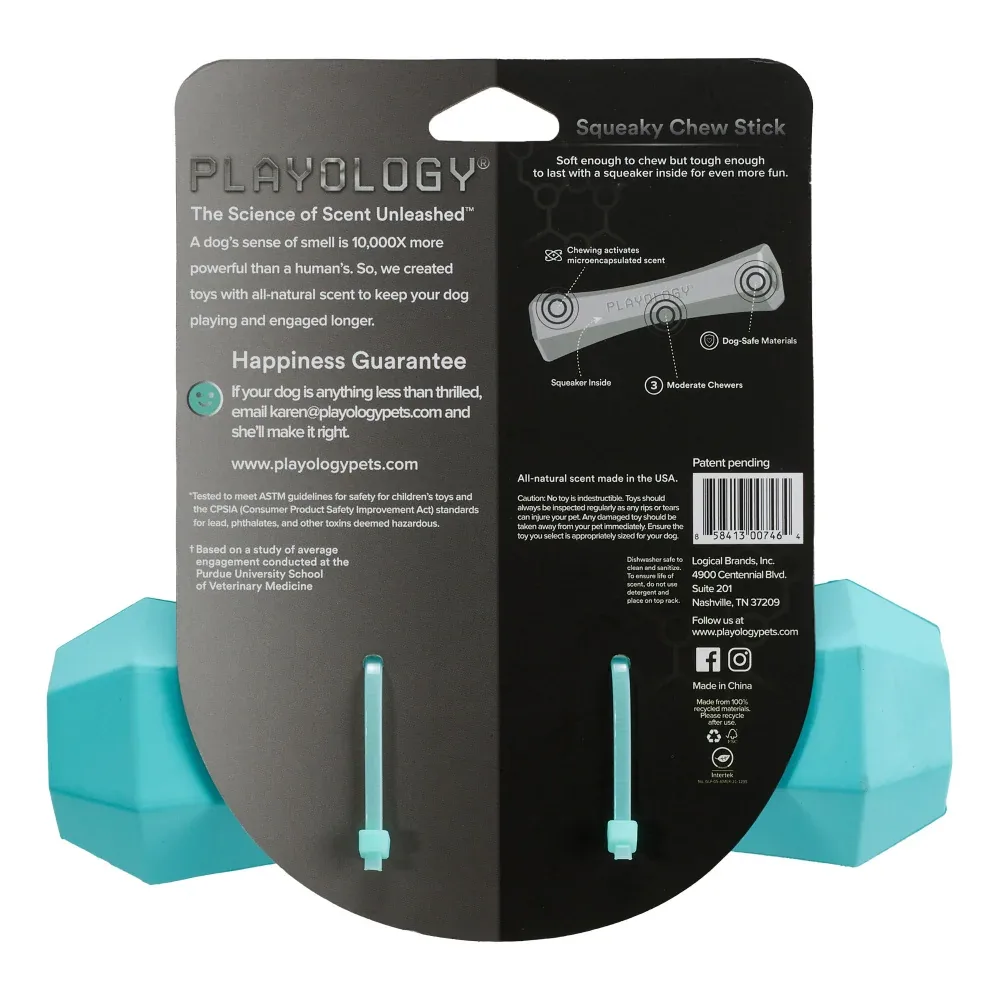 Playology Squeaky Chew Stick Peanut Butter Scented Dog Toy - Image 2