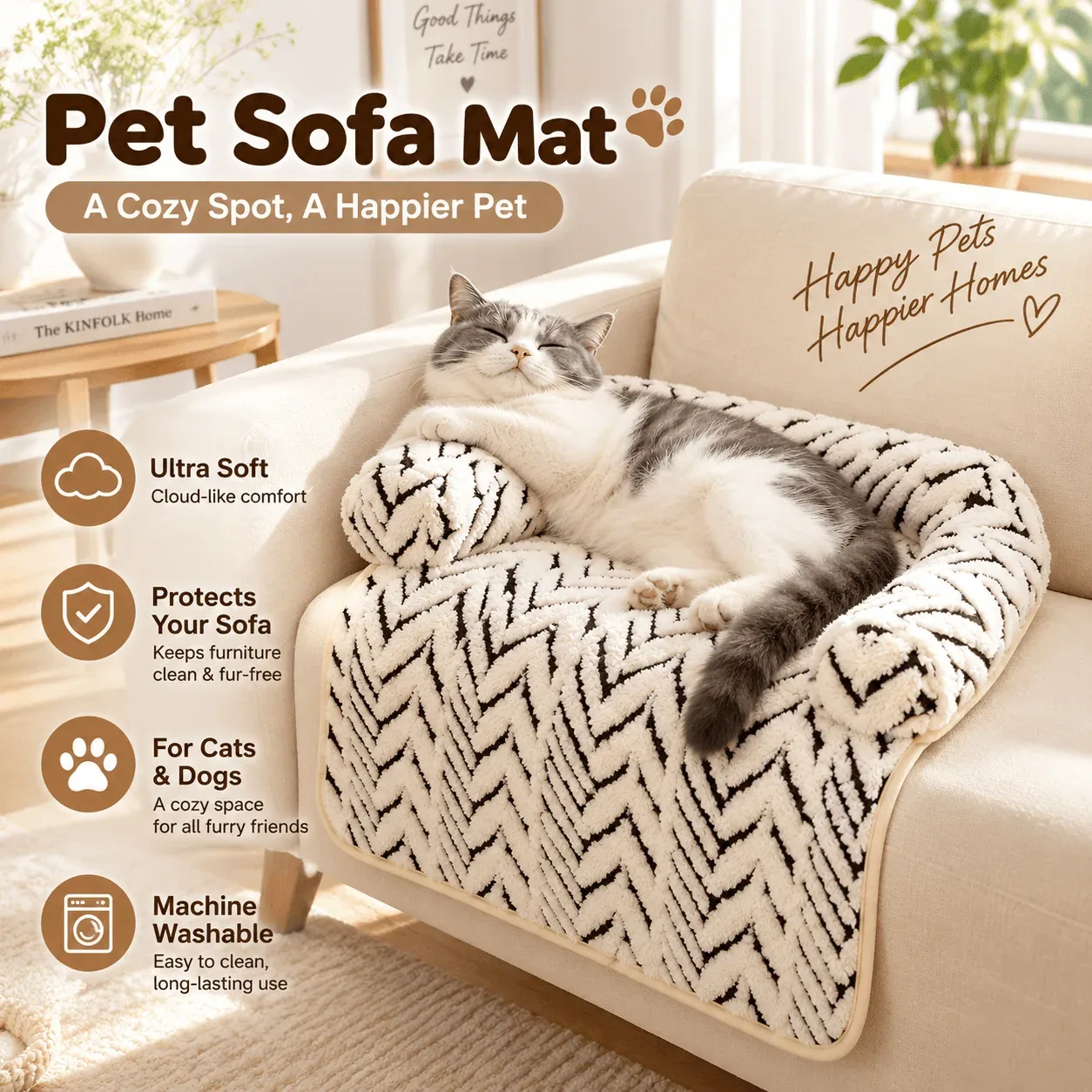 Plush Pet Sofa Mat – Couch Protector for Cats & Dogs - Image 2