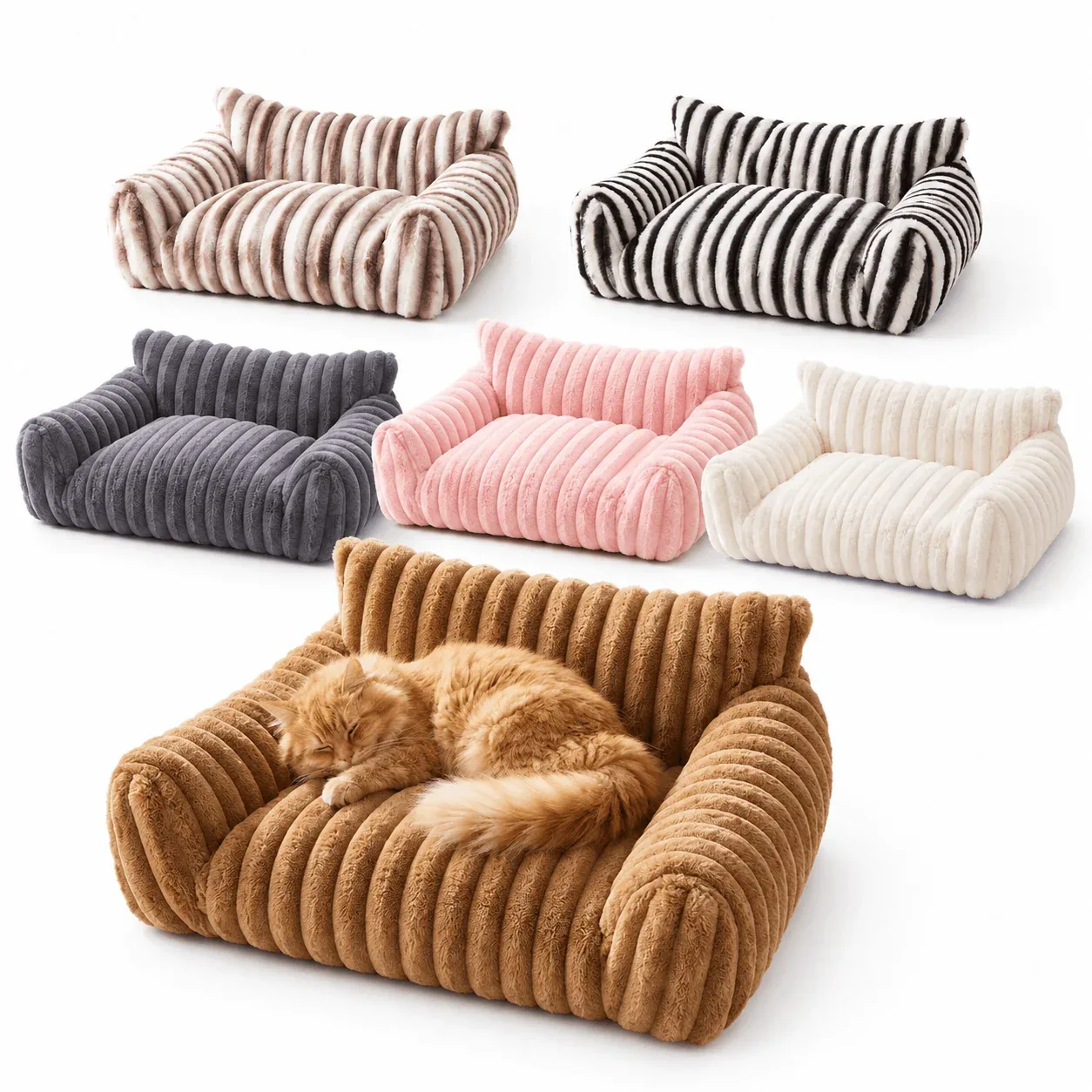 Plush Sofa Pet Bed for Cats & Dogs