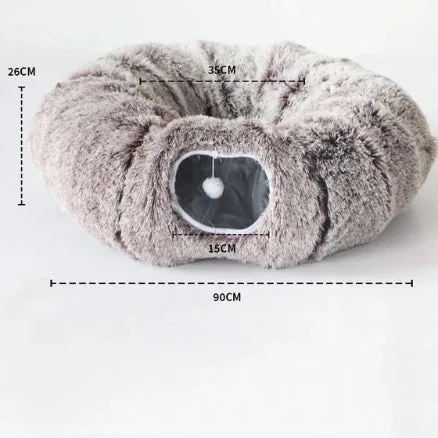 Plush Tunnel Cat Bed – Cozy Double-Layer Winter Nest - Image 2
