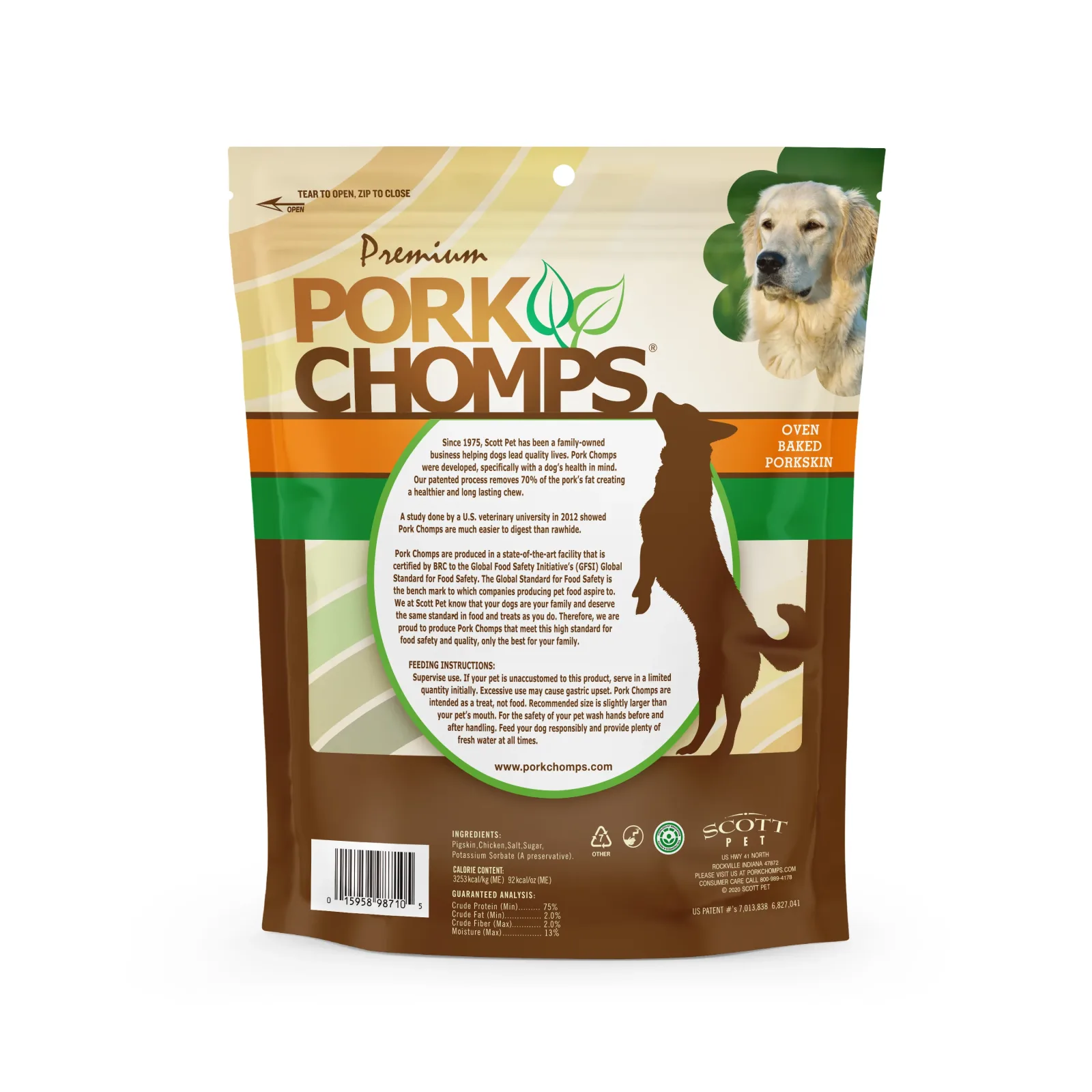 Pork Chomps 2.5" Pressed Pork Skin Rings with Real Chicken, 8 count Dog Chews - Image 2