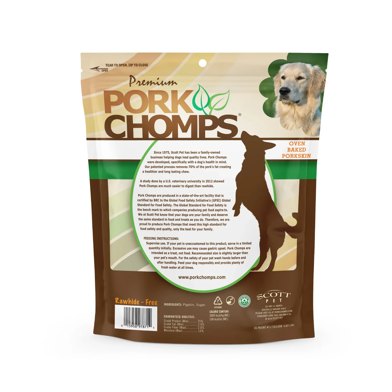 Pork Chomps 3-inch Baked Pork Skin Chips, 12 oz Dog Chews - Image 2