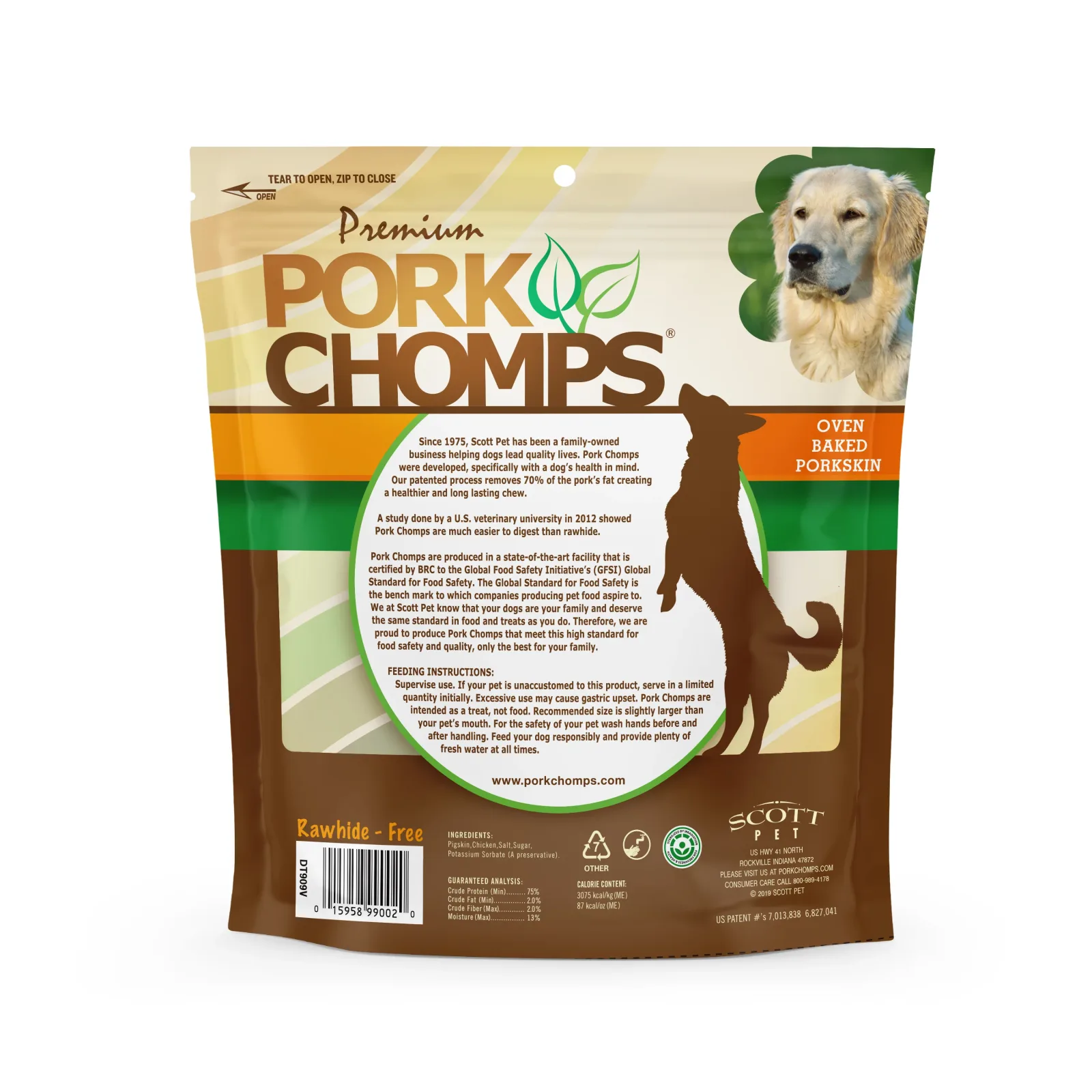 Pork Chomps 3-inch Baked Pork Skin Knots with Real Chicken wrap, 18 count Dog Chews - Image 2