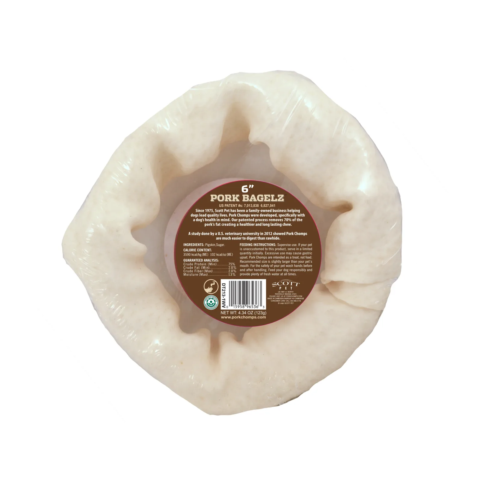 Pork Chomps 6-inch Baked Pork Skin-shaped Bagel, 1 count Dog Chew - Image 2