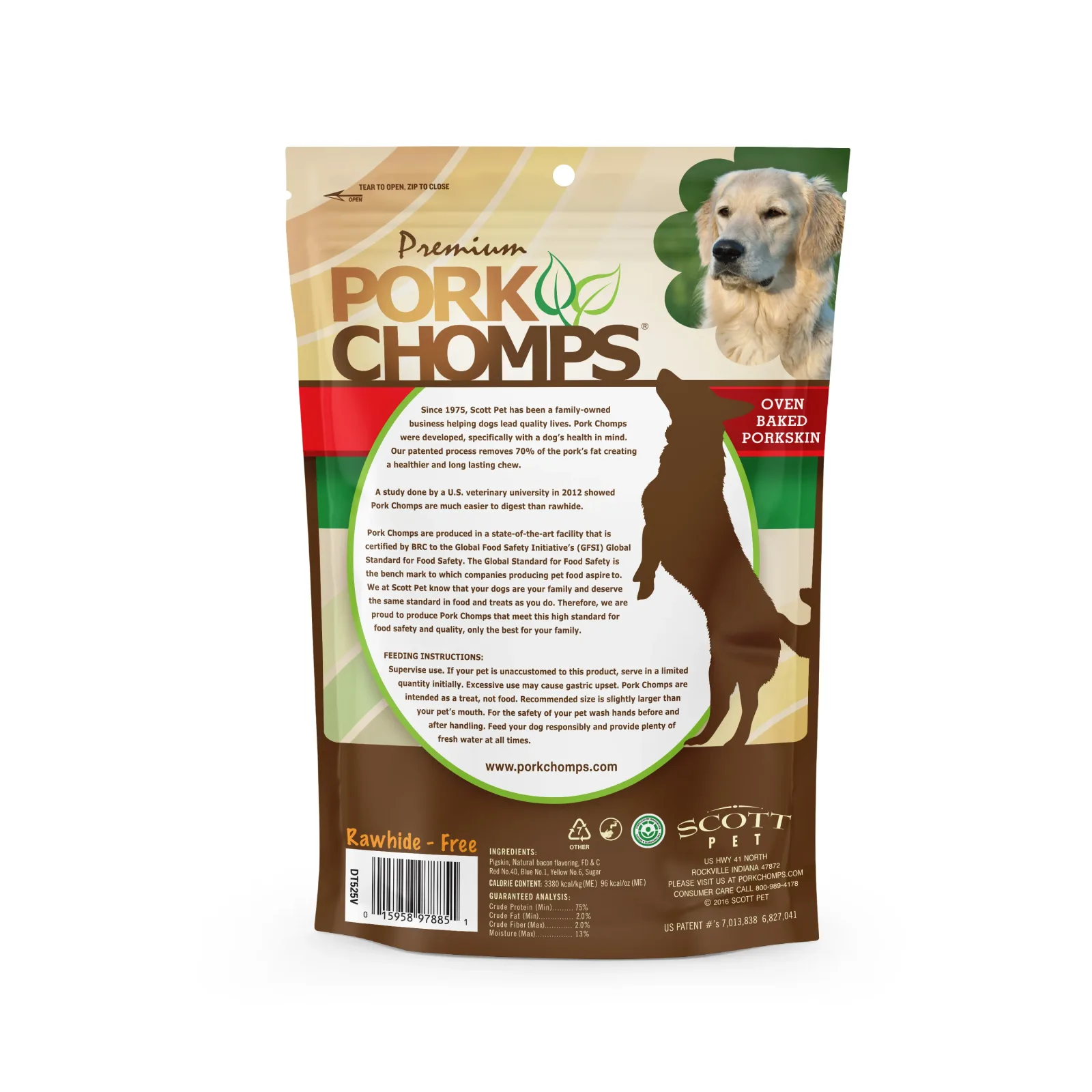 Pork Chomps 6-inch Baked Pork Skin Twists with Bacon Flavor wrap, 4 count Dog Chews - Image 2