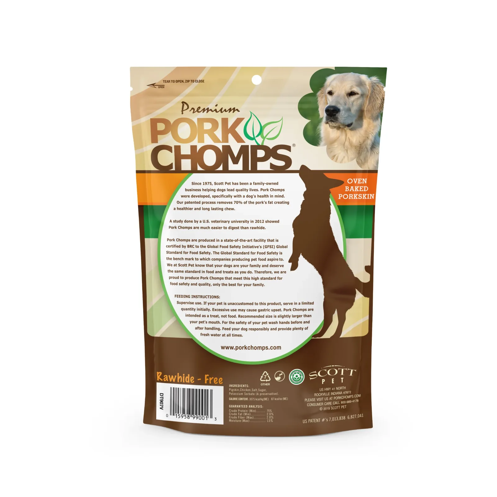 Pork Chomps 6-inch Baked Pork Skin Twists with Real Chicken wrap, 4 Count Dog Chews - Image 2
