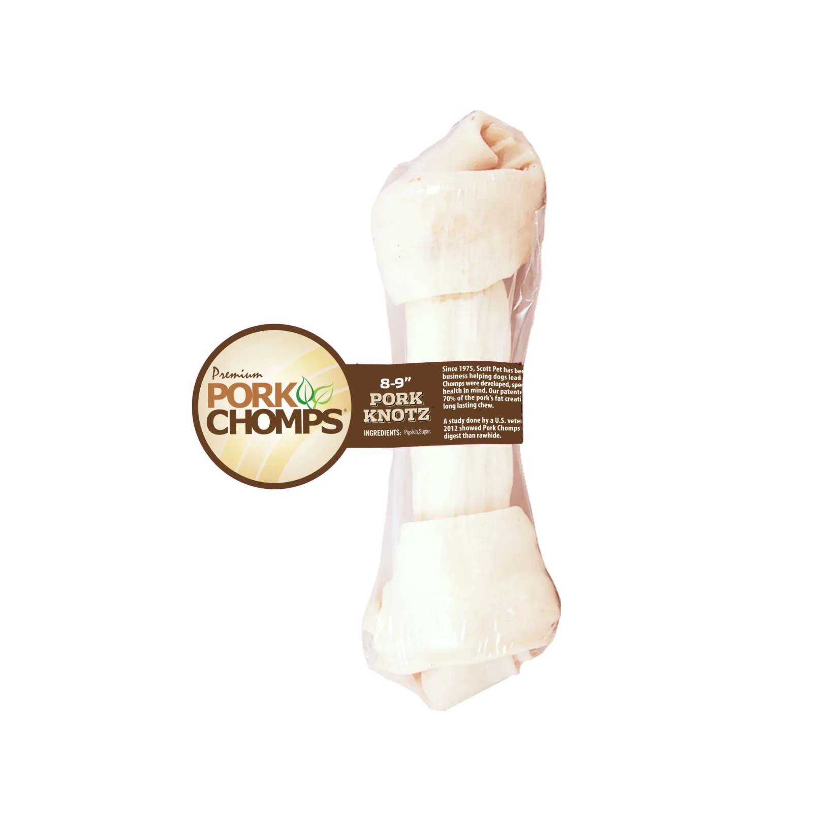 Pork Chomps 8-inch Baked Pork Skin Knot, 1 count Dog Chew - Image 2