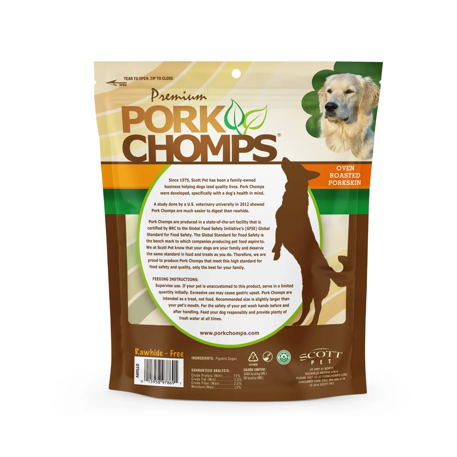 Pork Chomps Roasted Ear-shaped Pork Skin, 10 count Dog Chews - Image 2