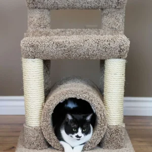 Premier Cat Scratch & Sleep Furniture — Solid Wood Upholstered Tower & Lounger