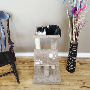 Premier Double Cat Perch — Solid Wood 3-Level Cat Tower with Sisal Posts