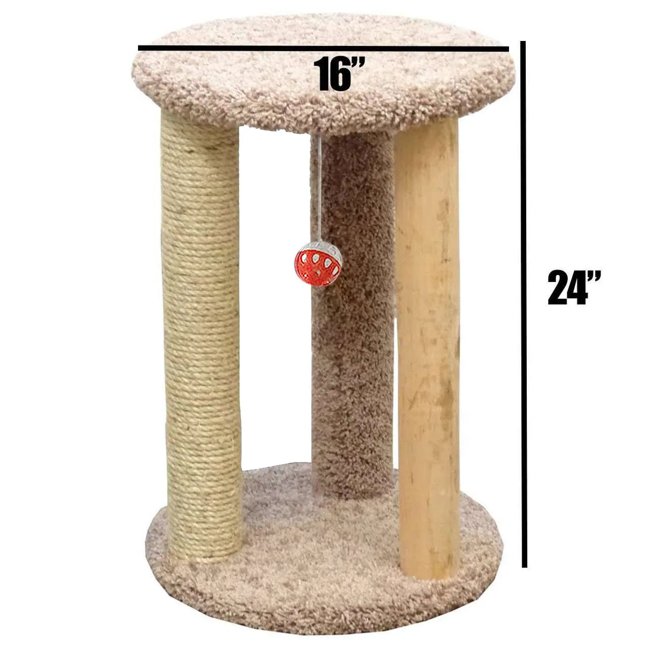 Premier Round Multi-Cat Scratcher — Solid Wood Circular Cat Perch with Sisal - Image 2
