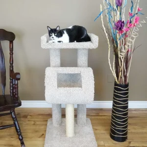 Premier Solid Wood Cat Climber Tree for Active Cats | Multi-Level Indoor Tower