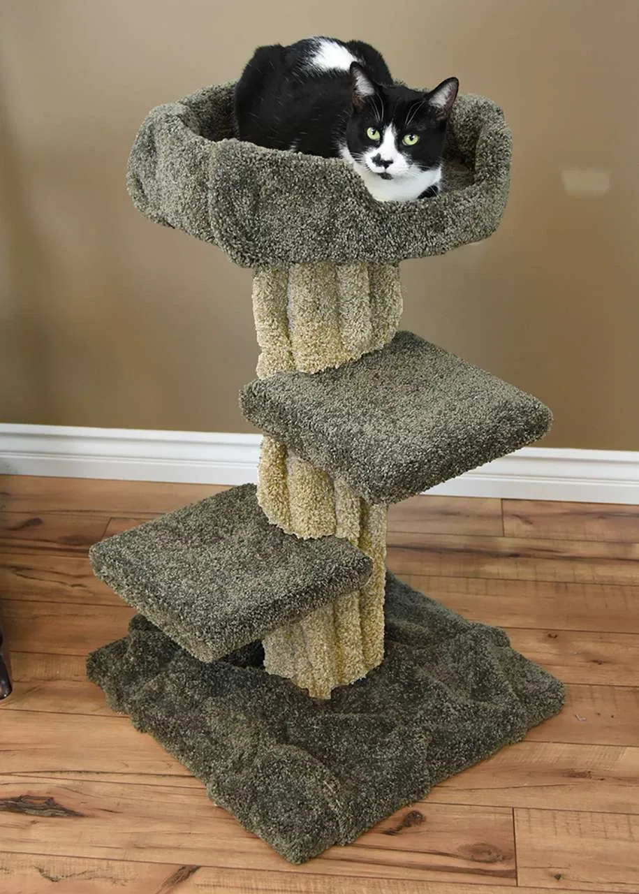 Premier Solid Wood Cat Play Tree for Large & Active Cats | Stable Multi-Level Tower