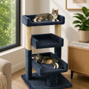 Premier Triple Cat Perch — 3-Level Solid Wood Window Perch with Sisal Posts