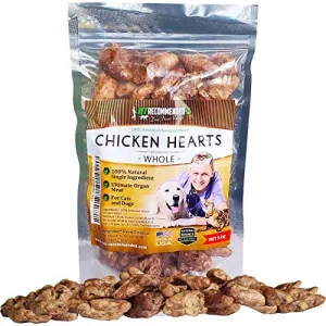 Premium Whole Chicken Hearts for Dogs and Cats (5oz Bag), Freeze Dried Natural Dog Treats – Perfect Organ Meat for Pets, Human Grade, Natural Source of Taurine, USA Made.