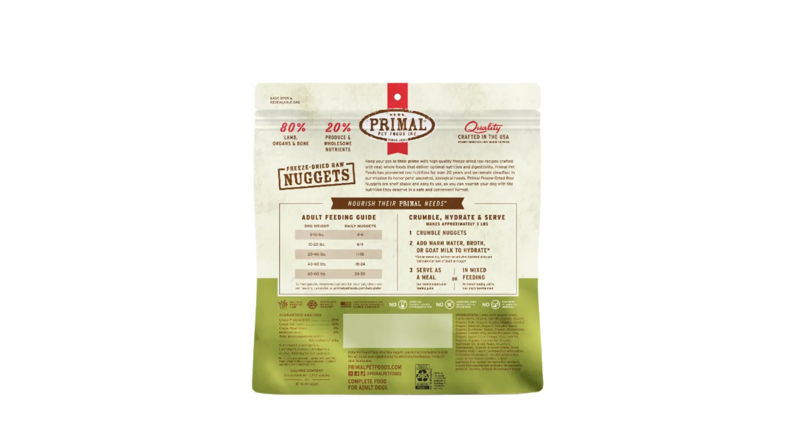 Primal 14oz Dog Freeze-Dried Nuggets Lamb Recipe - Image 2