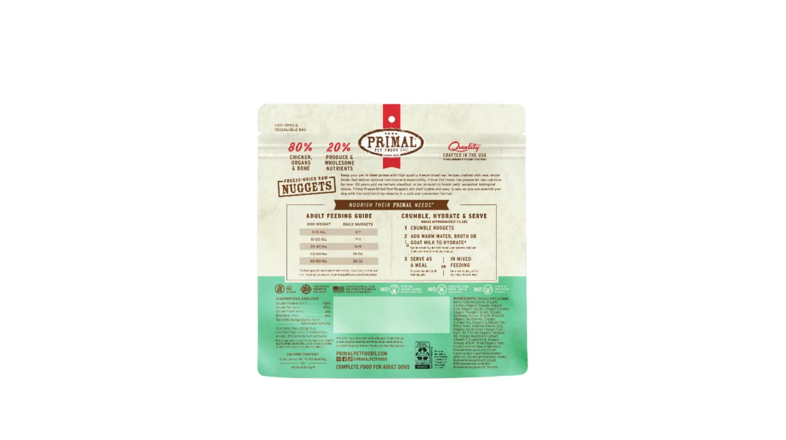 Primal 5.5oz Dog Freeze-Dried Nuggets Chicken Recipe - Image 2