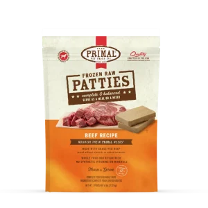 Primal Dog Frozen Raw Patties - 6lb Beef Recipe