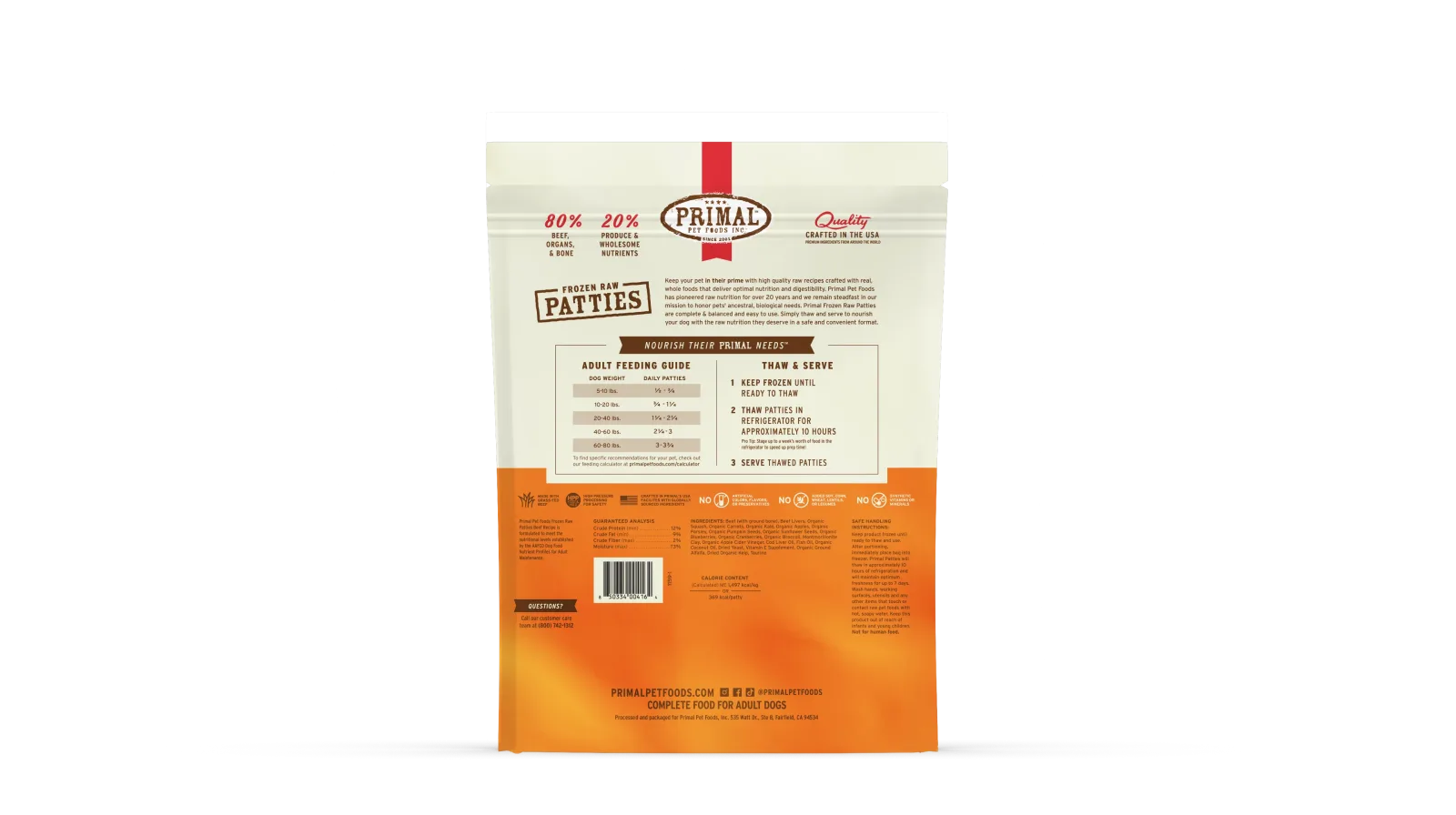 Primal Dog Frozen Raw Patties - 6lb Beef Recipe - Image 2