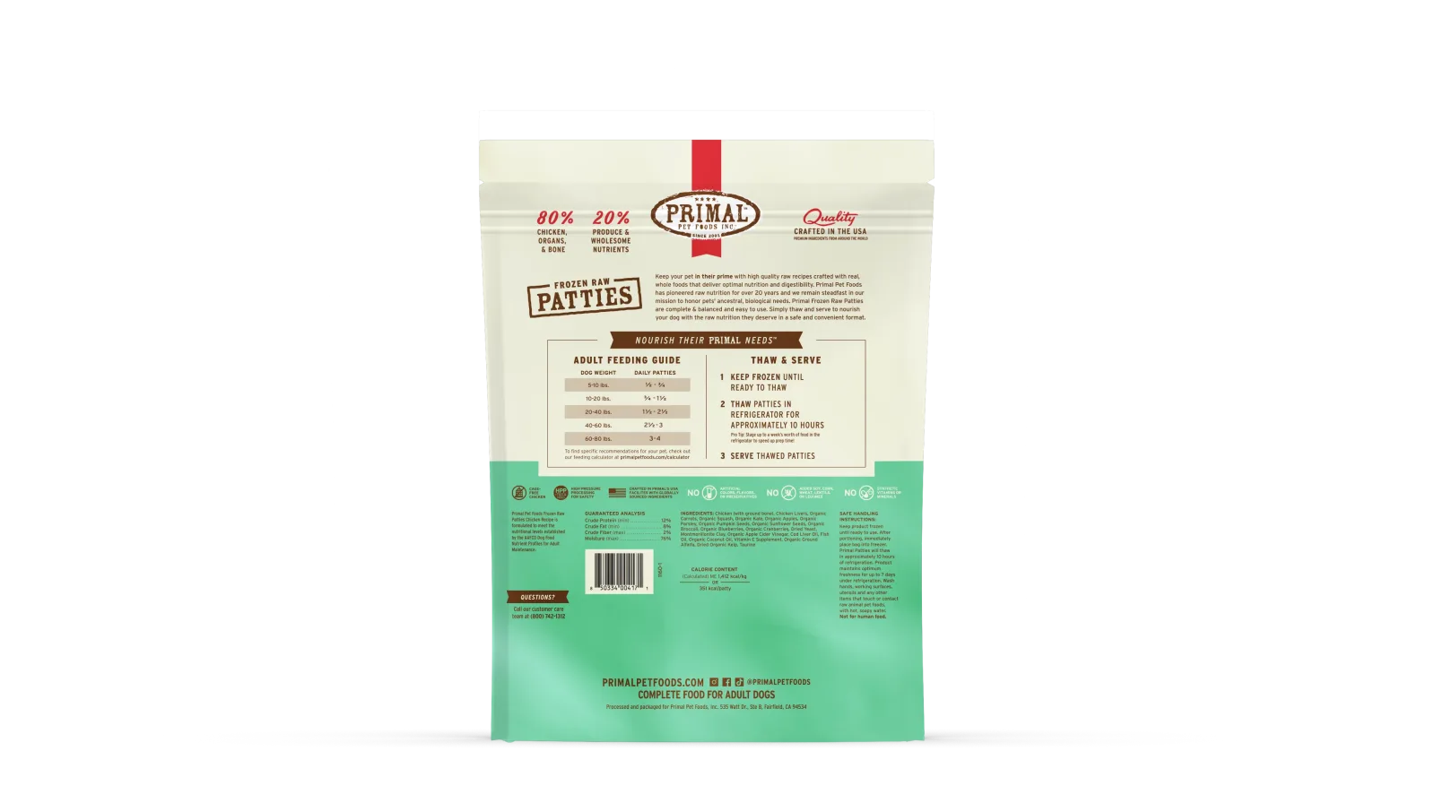 Primal Dog Frozen Raw Patties - 6lb Chicken Recipe - Image 2