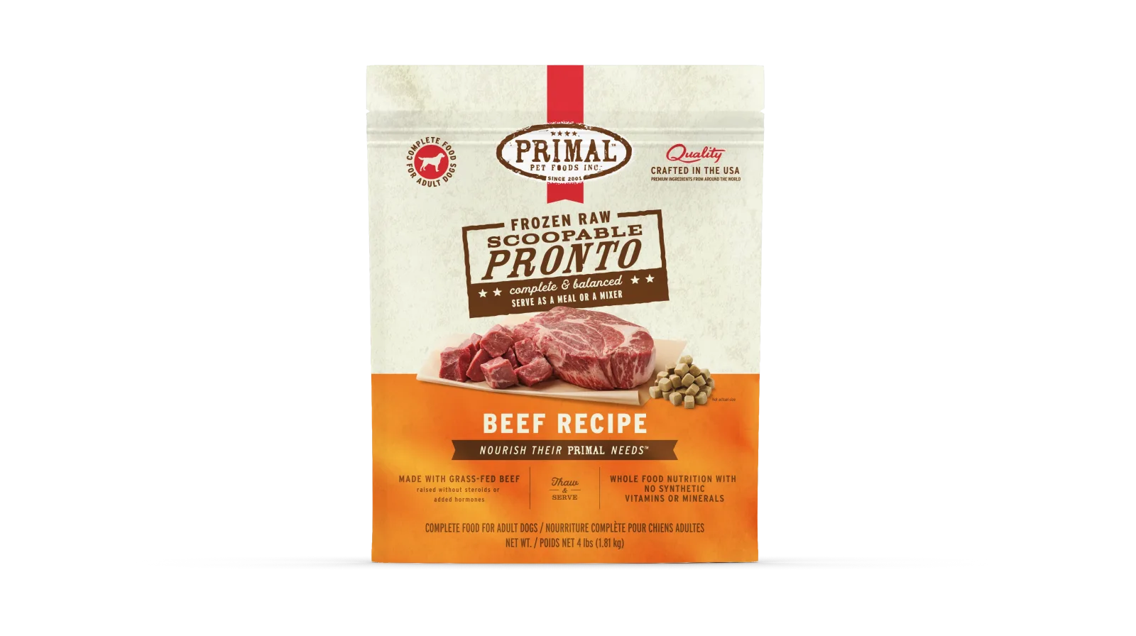 Primal Dog Frozen Raw Pronto - 4lb Beef Recipe