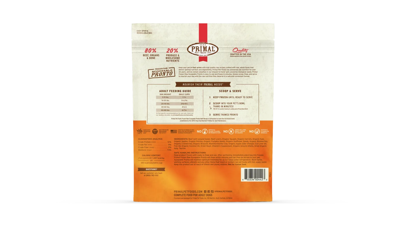 Primal Dog Frozen Raw Pronto - 4lb Beef Recipe - Image 2