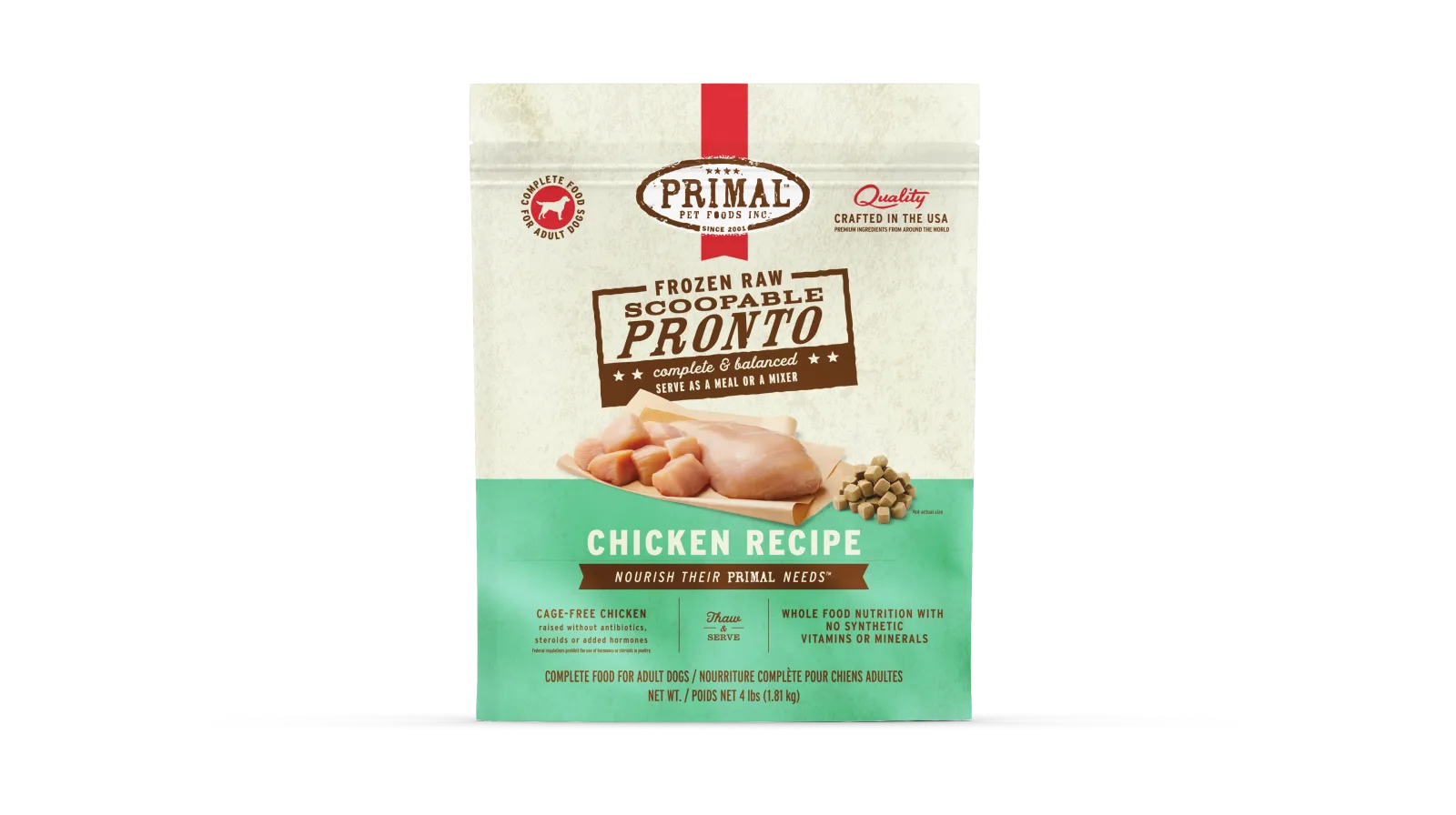 Primal Dog Frozen Raw Pronto - 4lb Chicken Recipe