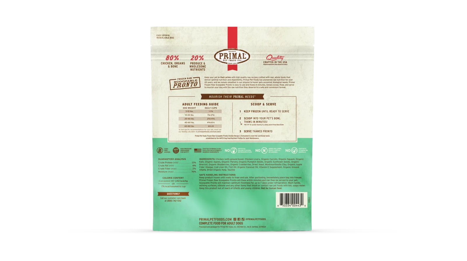 Primal Dog Frozen Raw Pronto - 4lb Chicken Recipe - Image 2