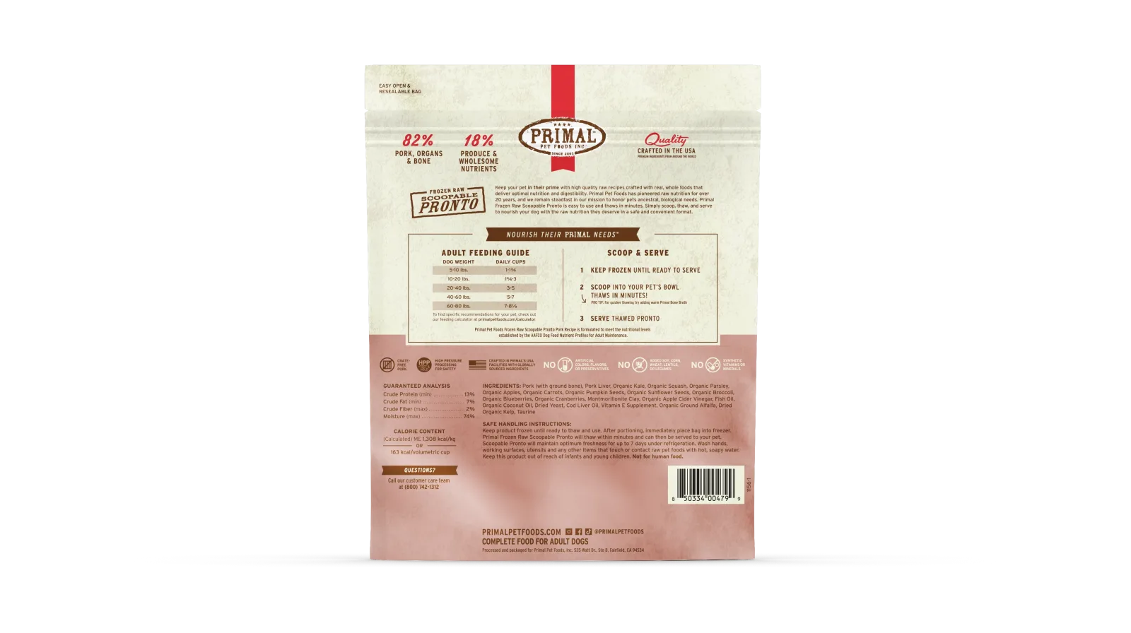 Primal Dog Frozen Raw Pronto - 4lb Pork Recipe - Image 2