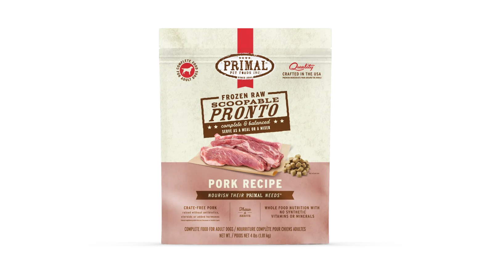 Primal Dog Frozen Raw Pronto - 4lb Pork Recipe