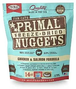 Primal Freeze Dried Nuggets Grain Free Chicken And Salmon Formula Cat Food-14-oz, Makes 3 Lbs Of Food-{L+x}