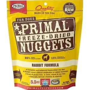 Primal Freeze Dried Nuggets Grain Free Rabbit Formula Dog Food-5.5-oz-{L+x}