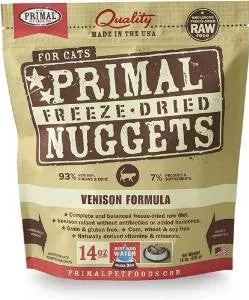 Primal Freeze Dried Nuggets Venison Formula Complete Diet For Cats-14-oz, Makes 3 Lbs Of Food-{L+x}