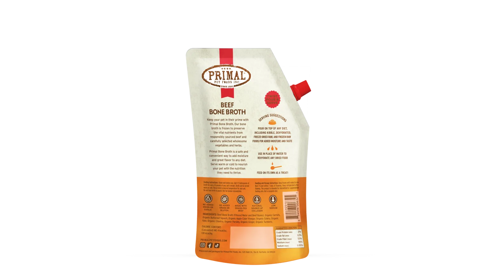 Primal Frozen Bone Broth for Dogs & Cats - 20oz Beef - Image 2