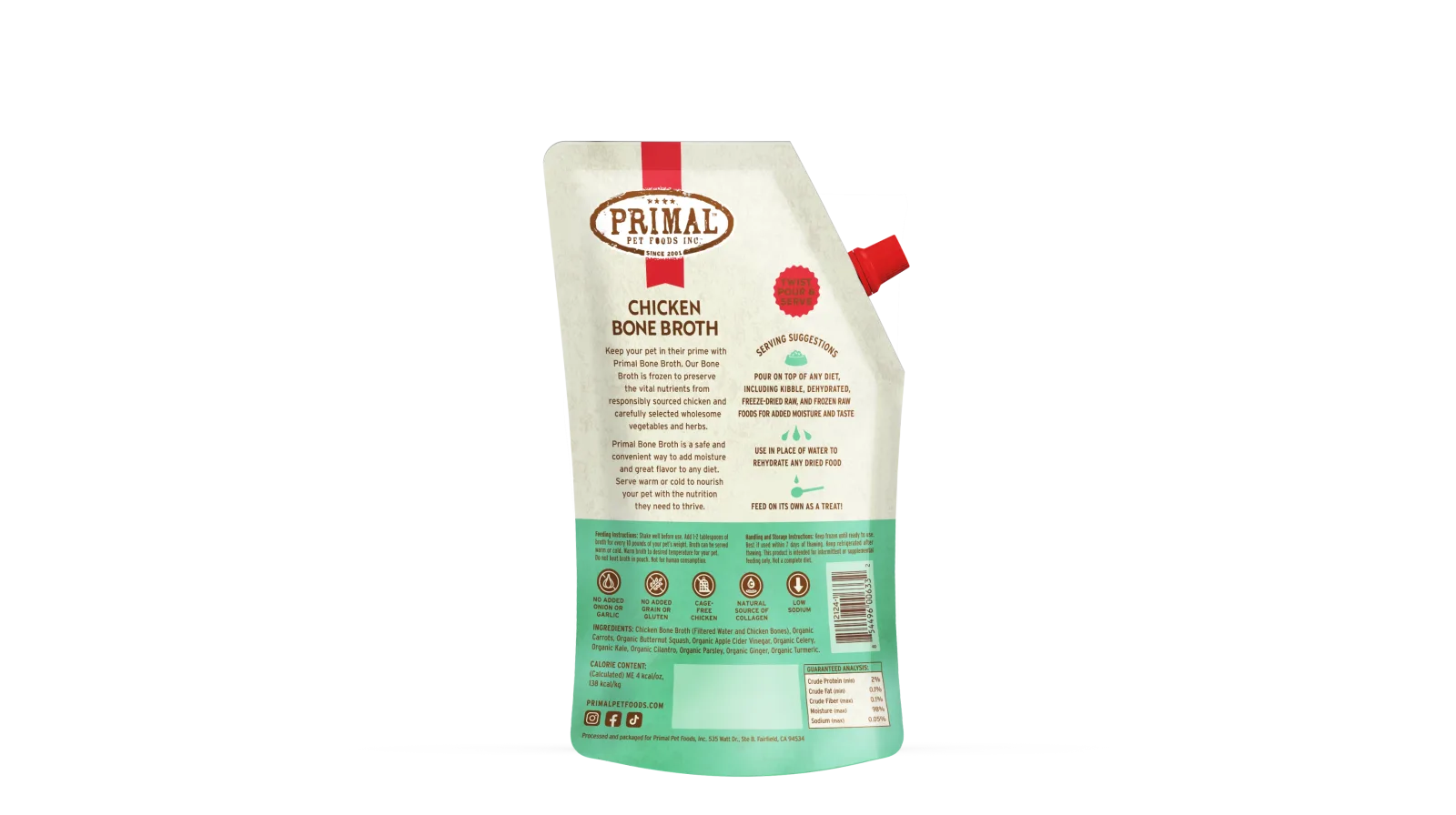 Primal Frozen Bone Broth for Dogs & Cats - 20oz Chicken - Image 2