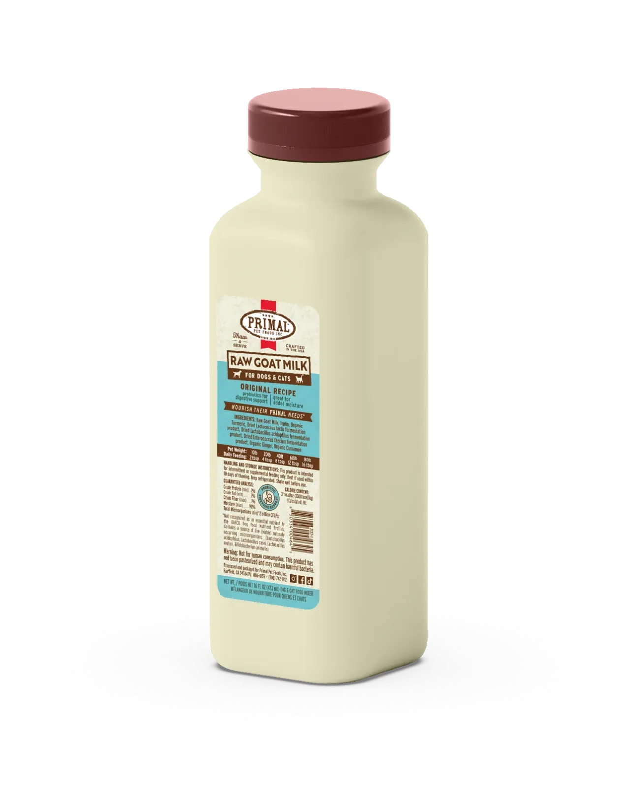 Primal Frozen Raw Goat Milk for Dogs & Cats - 16oz Original - Image 2